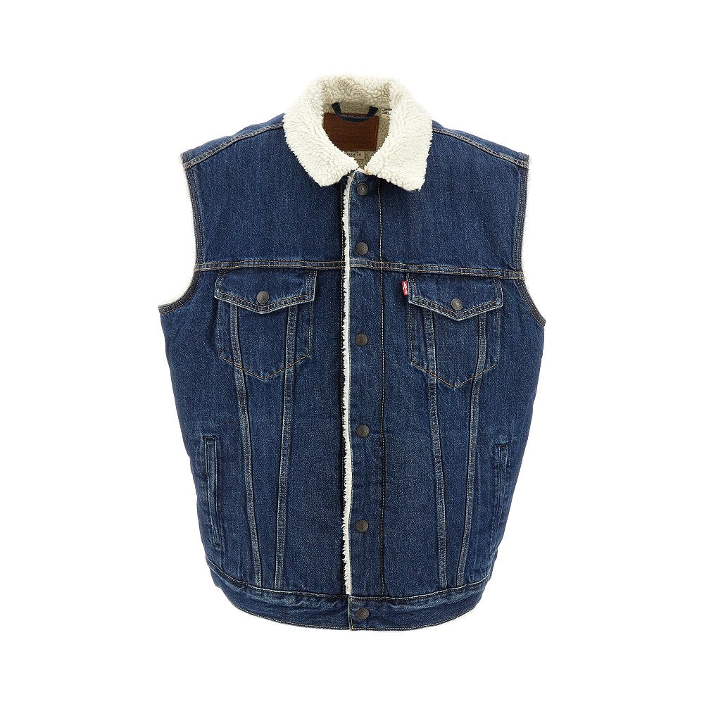 Sherpa-lined denim vest
