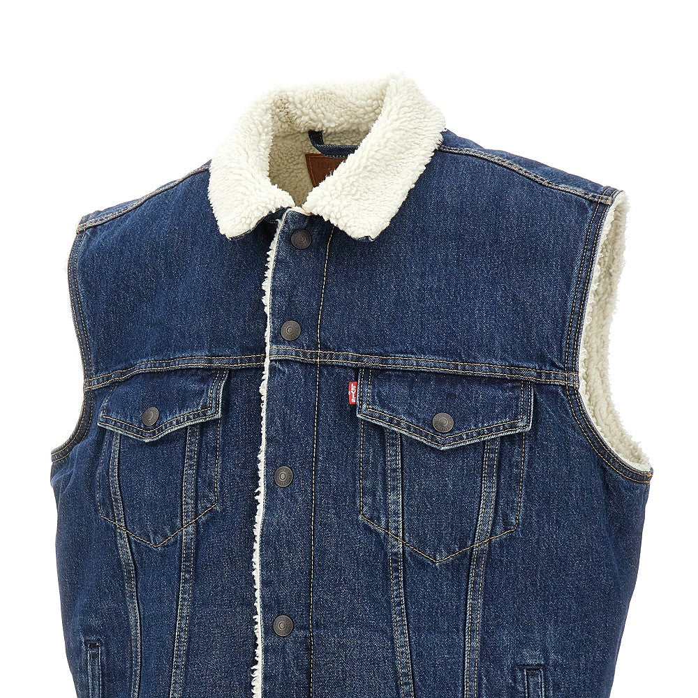 Sherpa-lined denim vest