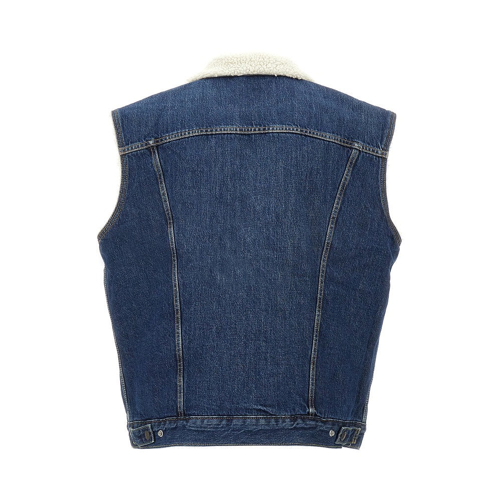 Sherpa-lined denim vest