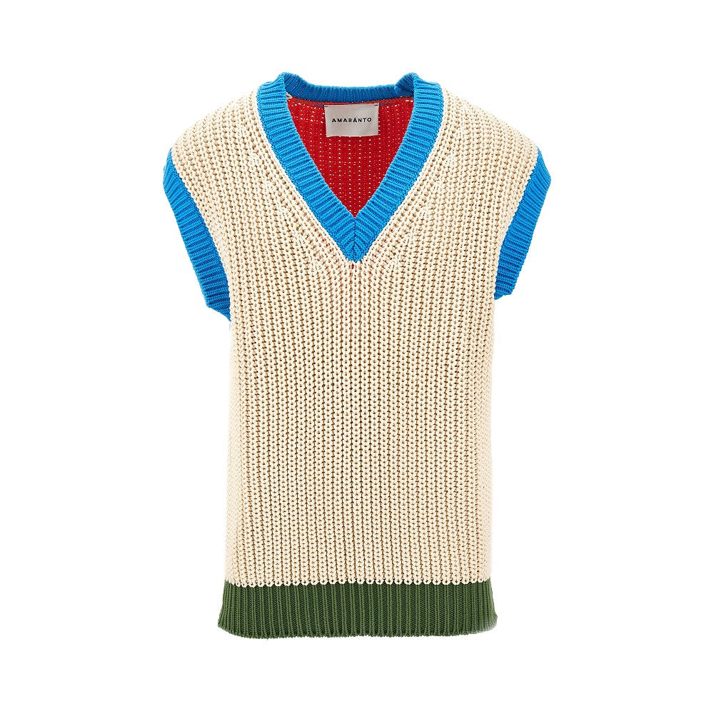 Color block cotton-blend vest