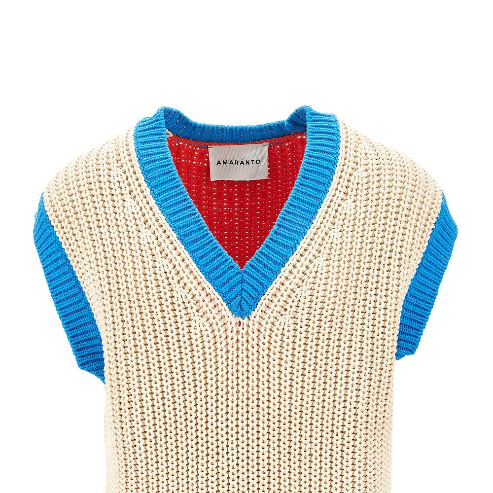 Color block cotton-blend vest