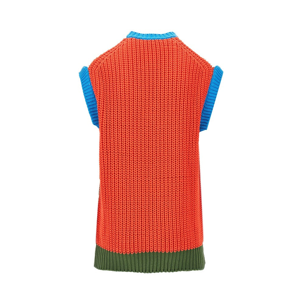 Color block cotton-blend vest