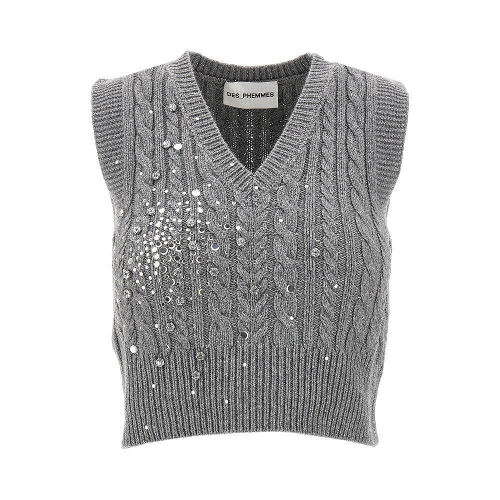 Gilet in maglia con strass