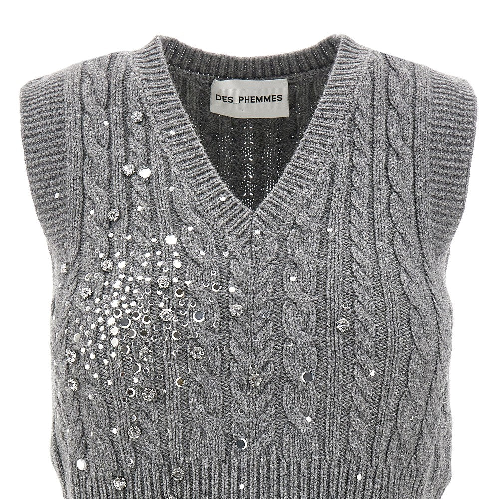 Gilet in maglia con strass