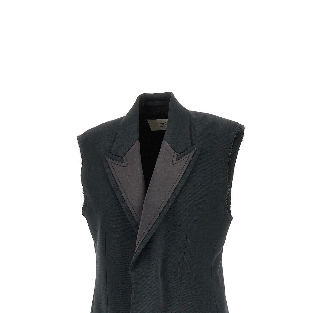 Wool sleeveless tuxedo jacket