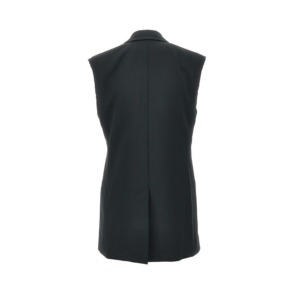 Wool sleeveless tuxedo jacket