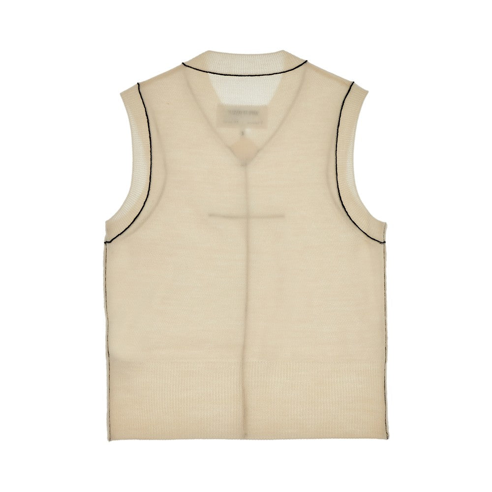 Knitted vest with inside-out stitchings
