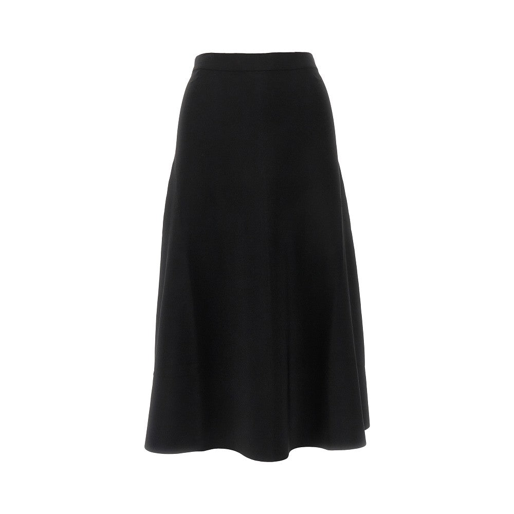 Viscose-blend flared midi skirt
