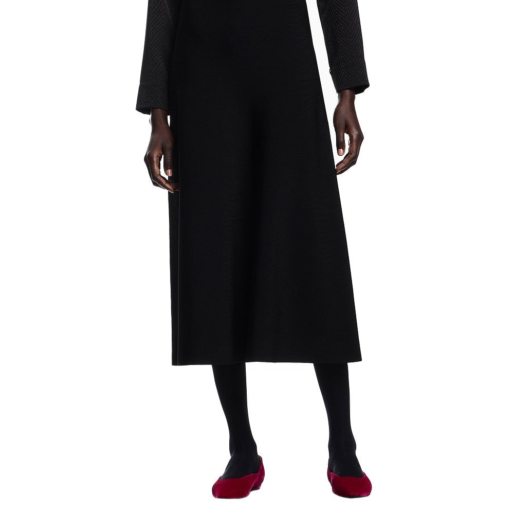 Viscose-blend flared midi skirt