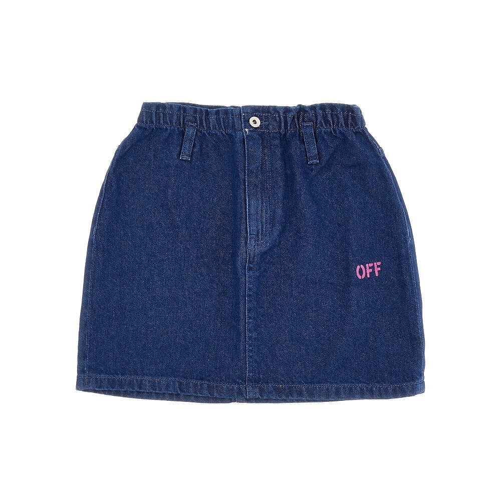 Logo prints denim mini skirt