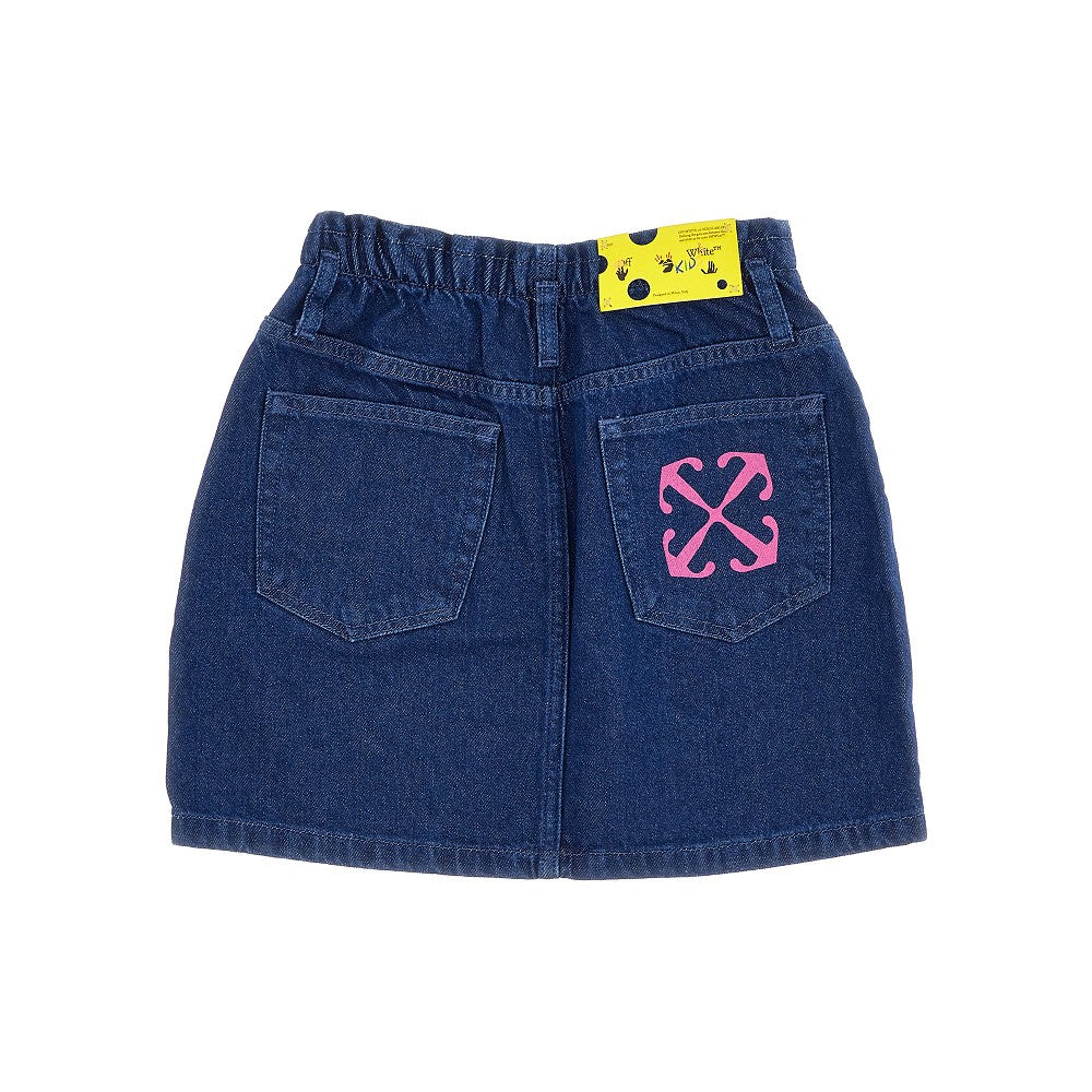 Logo prints denim mini skirt