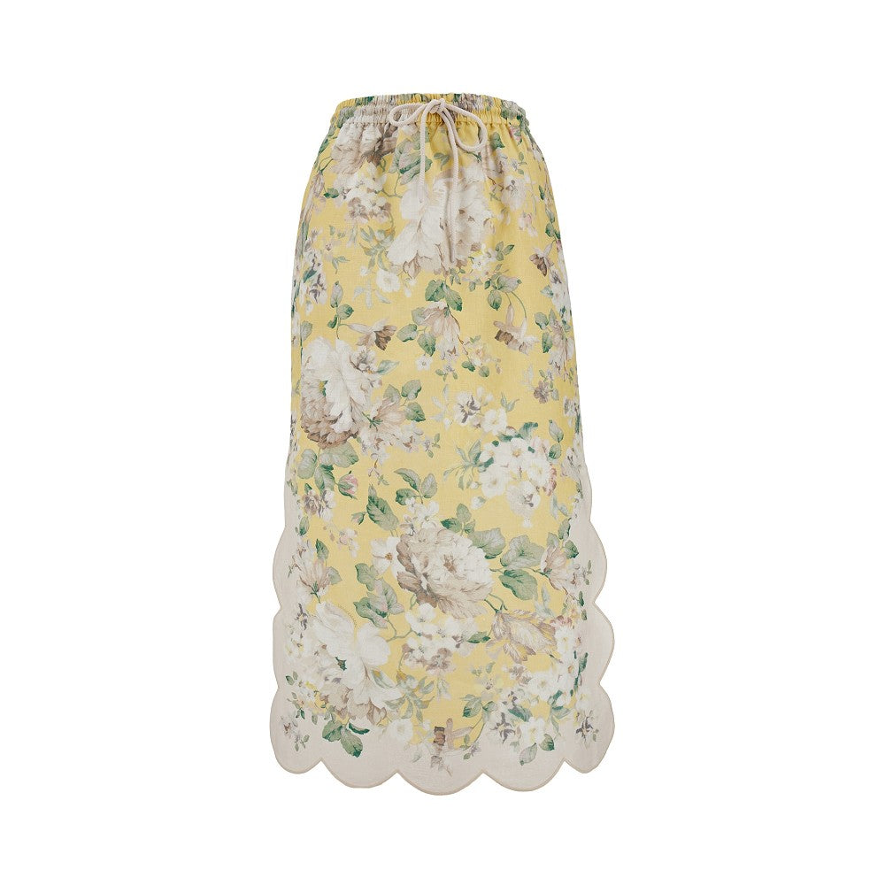 'Acacia' linen midi skirt