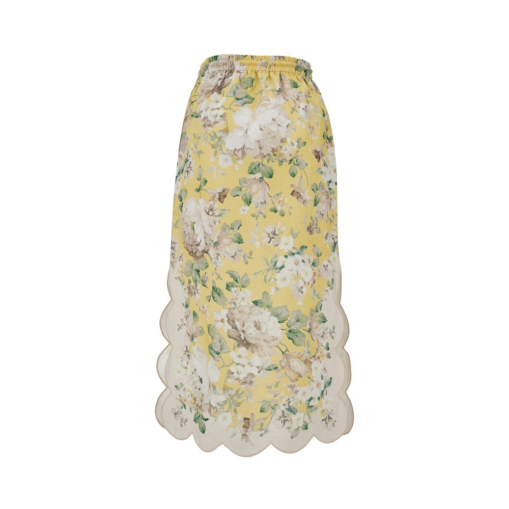 'Acacia' linen midi skirt