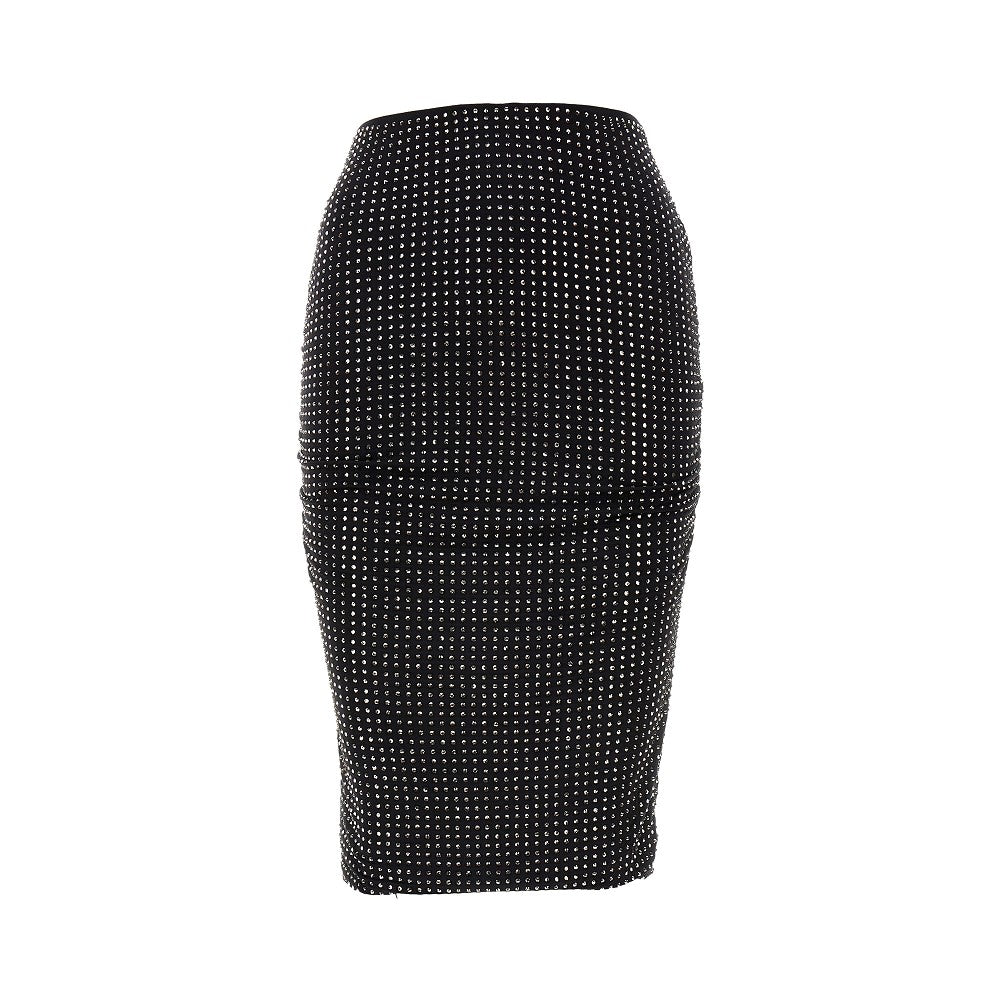 Rhinestones-embellished jersey skirt