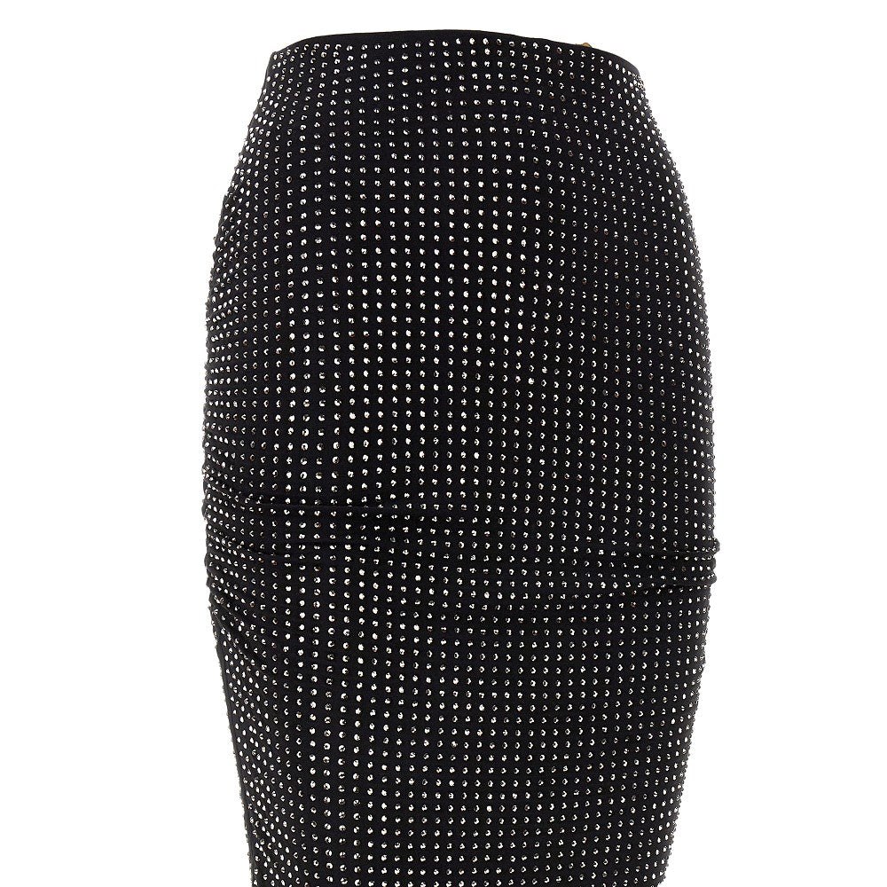 Rhinestones-embellished jersey skirt