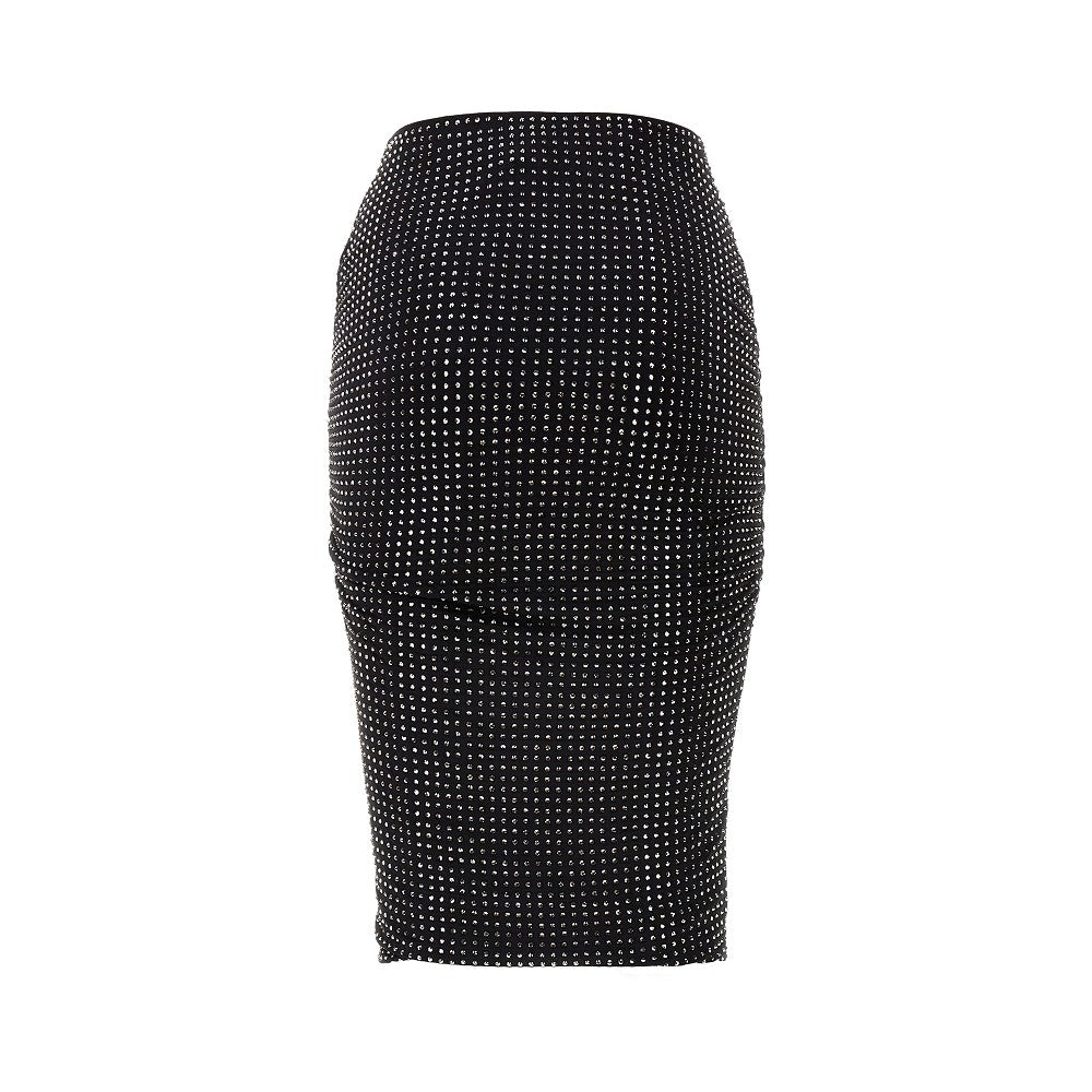Rhinestones-embellished jersey skirt