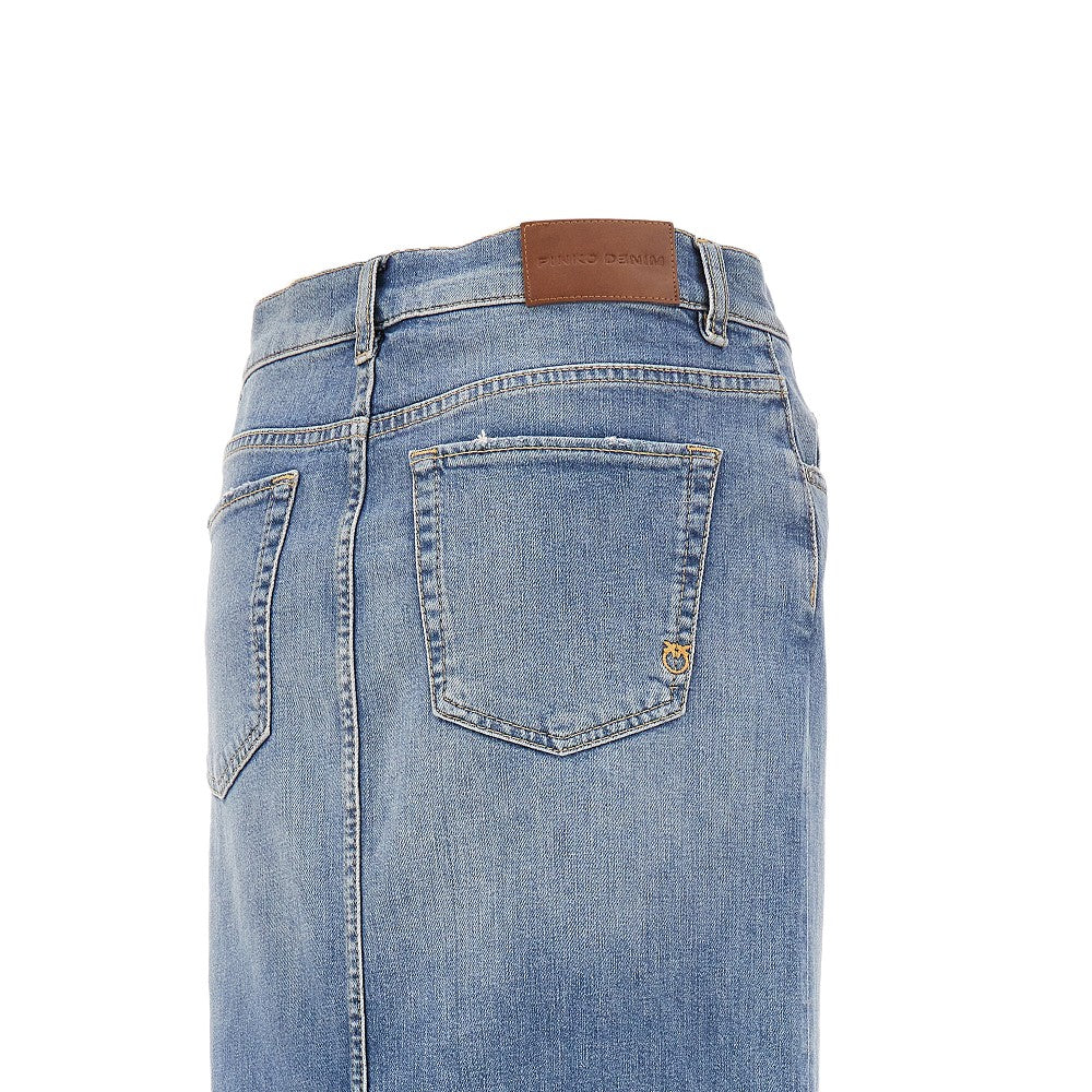 Long denim skirt with split
