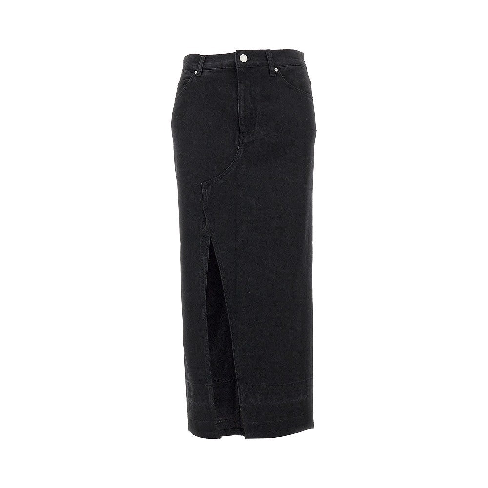 Long denim skirt with split