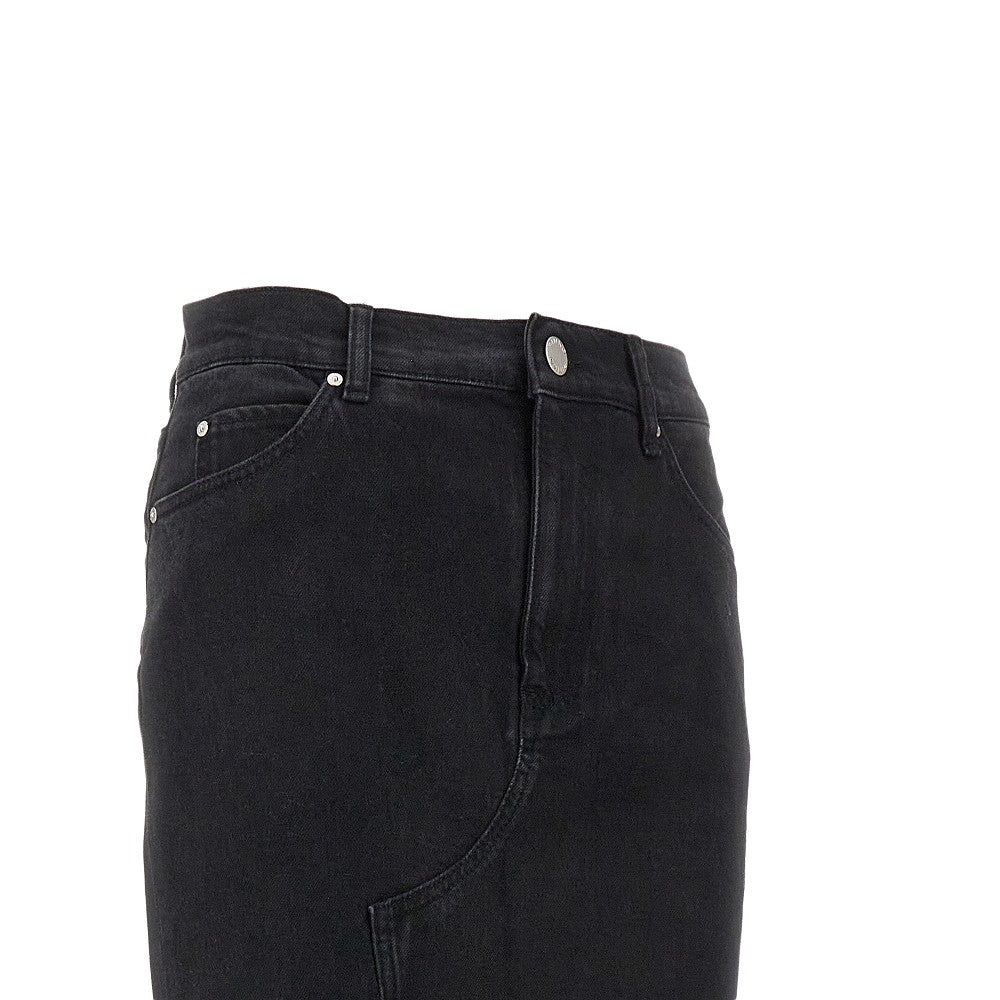 Long denim skirt with split