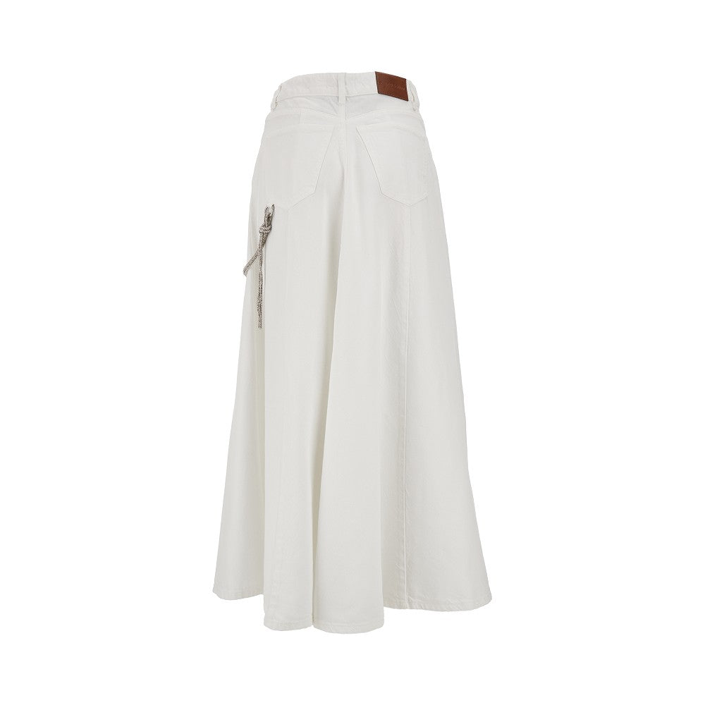 Maxi gonna in bull denim con catena