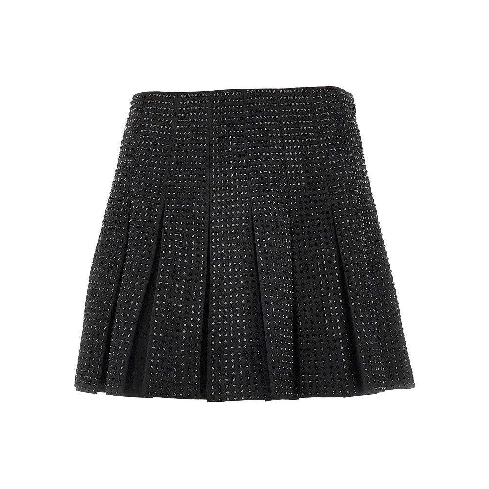 Strass-embellished pleated mini skirt