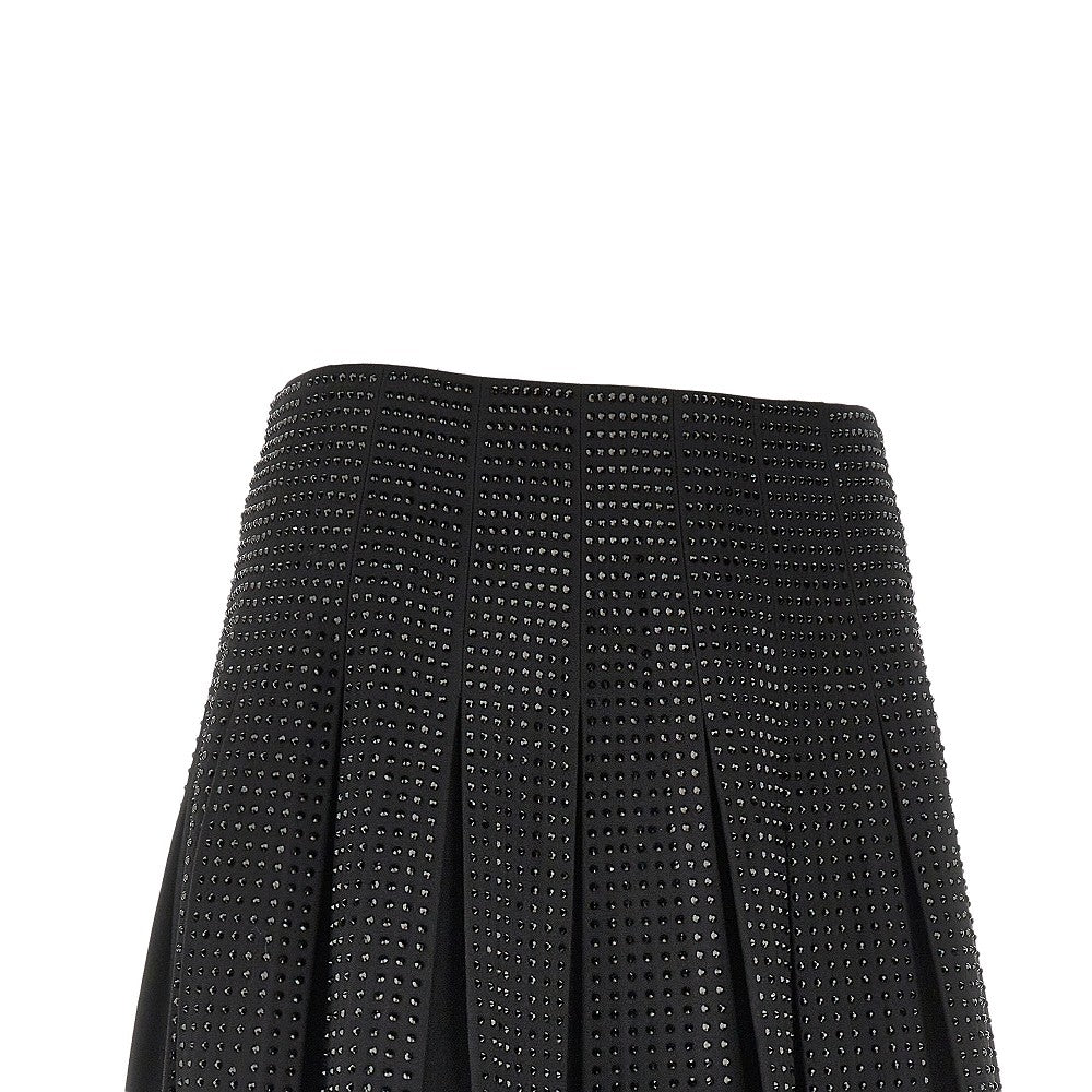 Strass-embellished pleated mini skirt