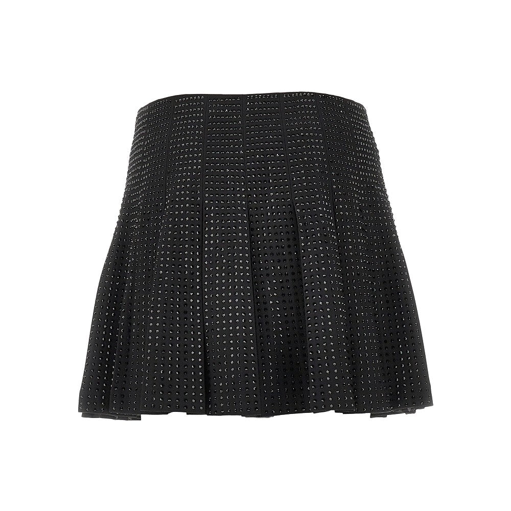 Strass-embellished pleated mini skirt