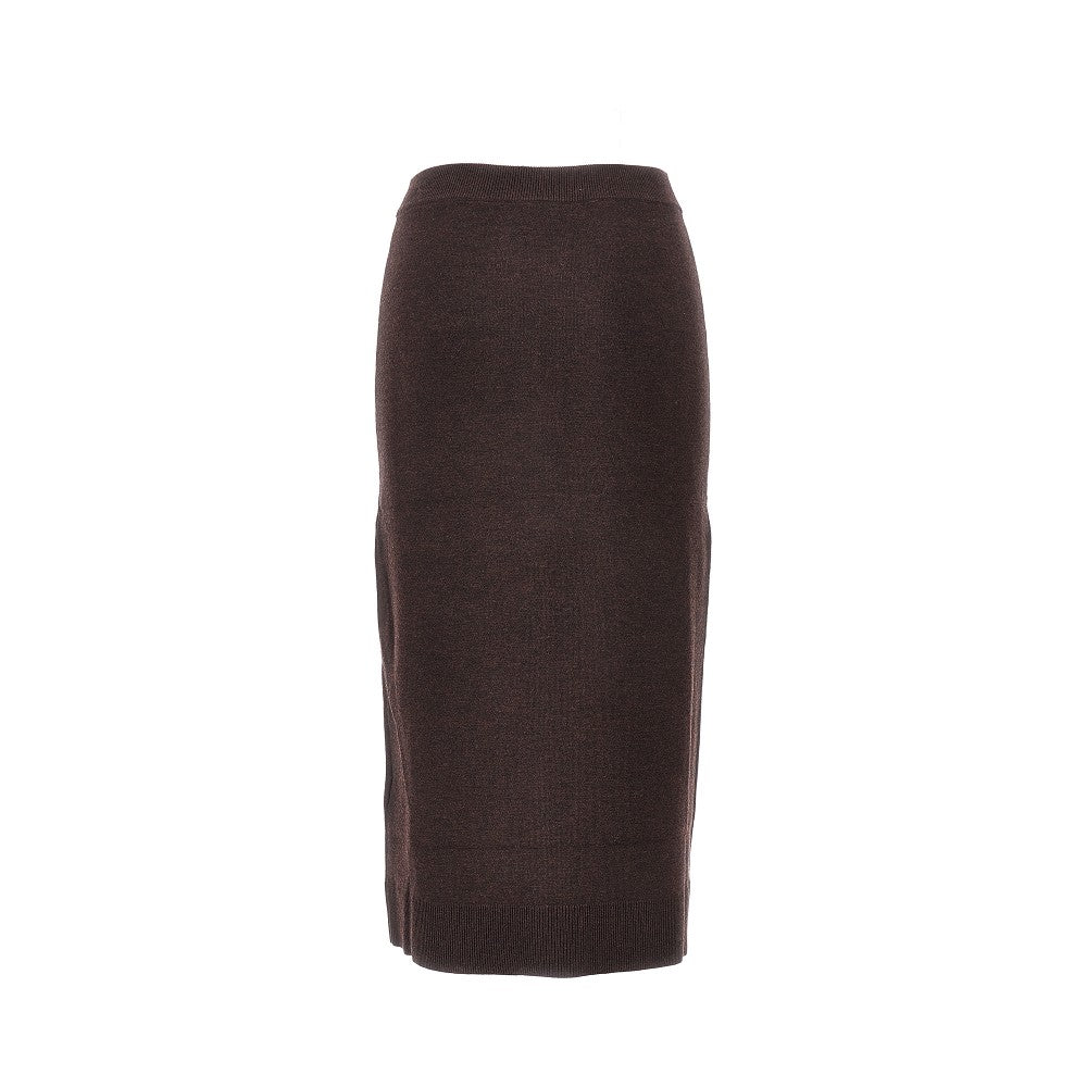 Buttoned knitted midi skirt