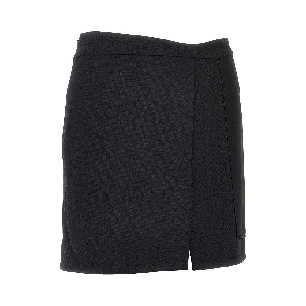 Double crepe and satin mini skirt