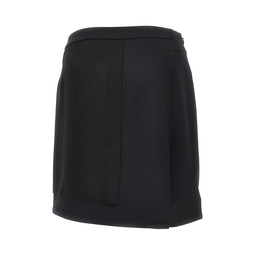 Double crepe and satin mini skirt