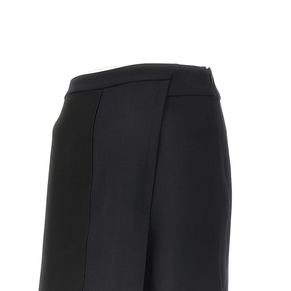 Double crepe and satin mini skirt