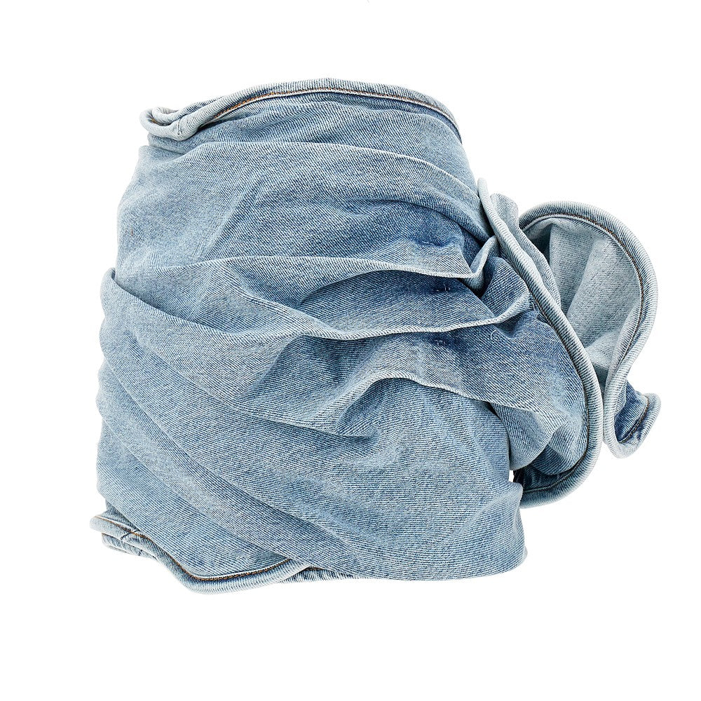 Draped denim mini skirt