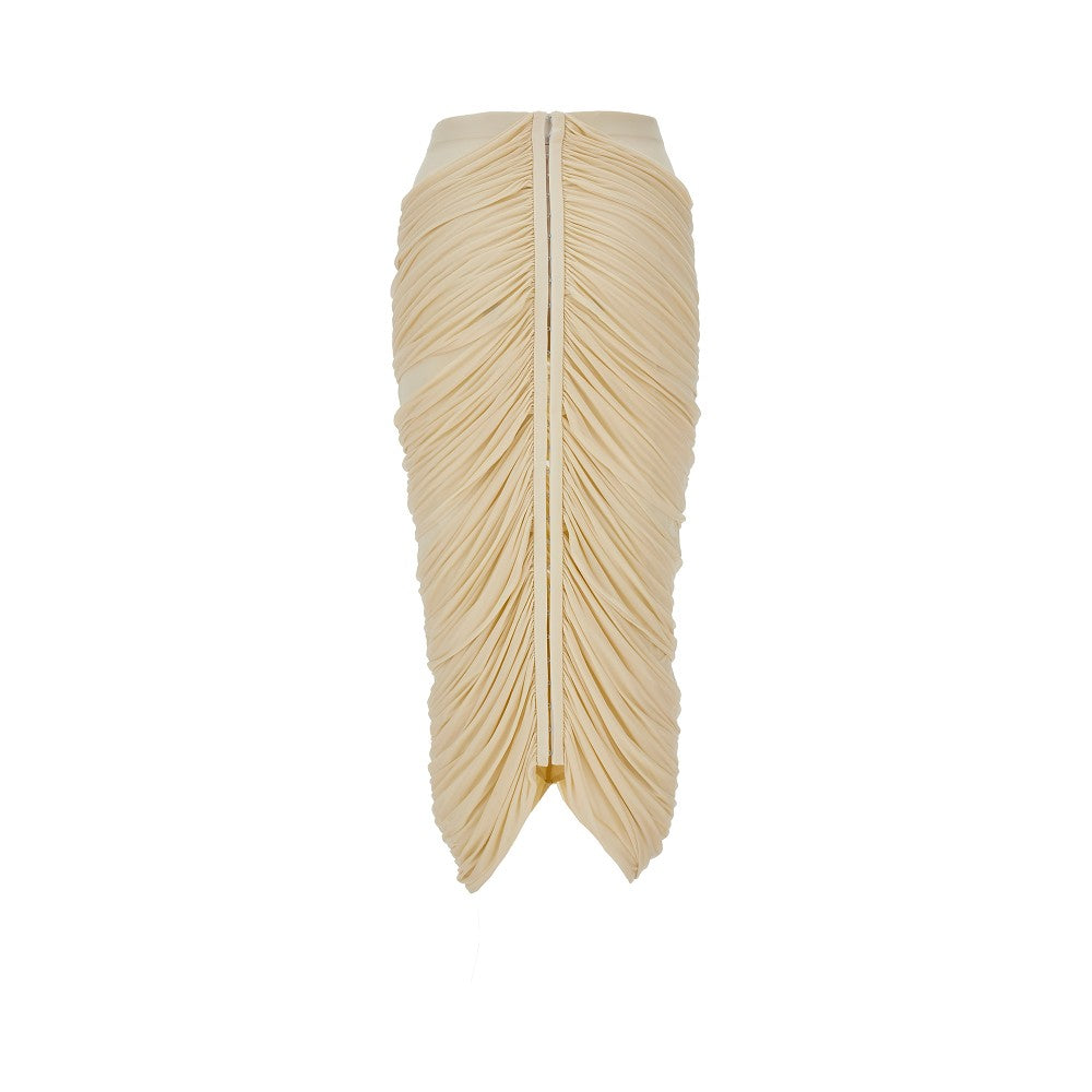 Ruched midi skirt with flower detail