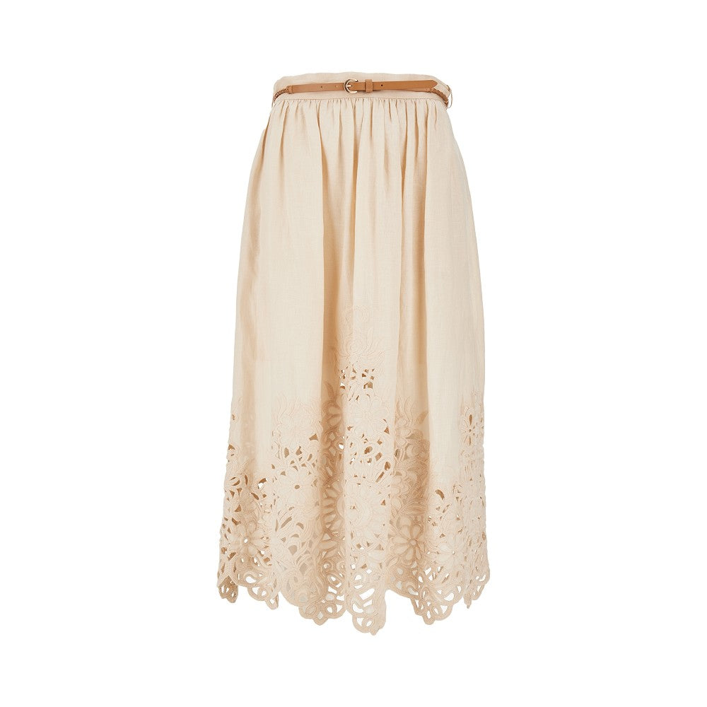 'Wylie' linen midi skirt