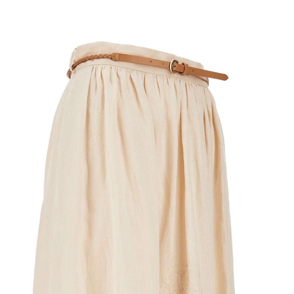 'Wylie' linen midi skirt