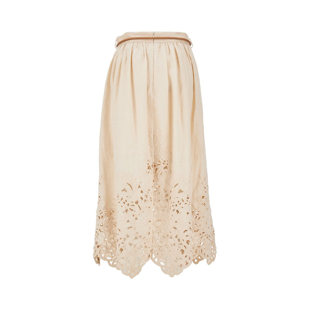 'Wylie' linen midi skirt