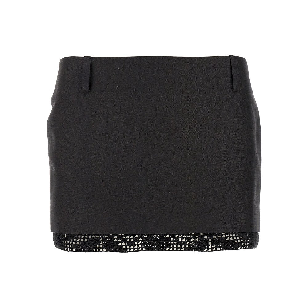 Mini skirt with crochet lace trim