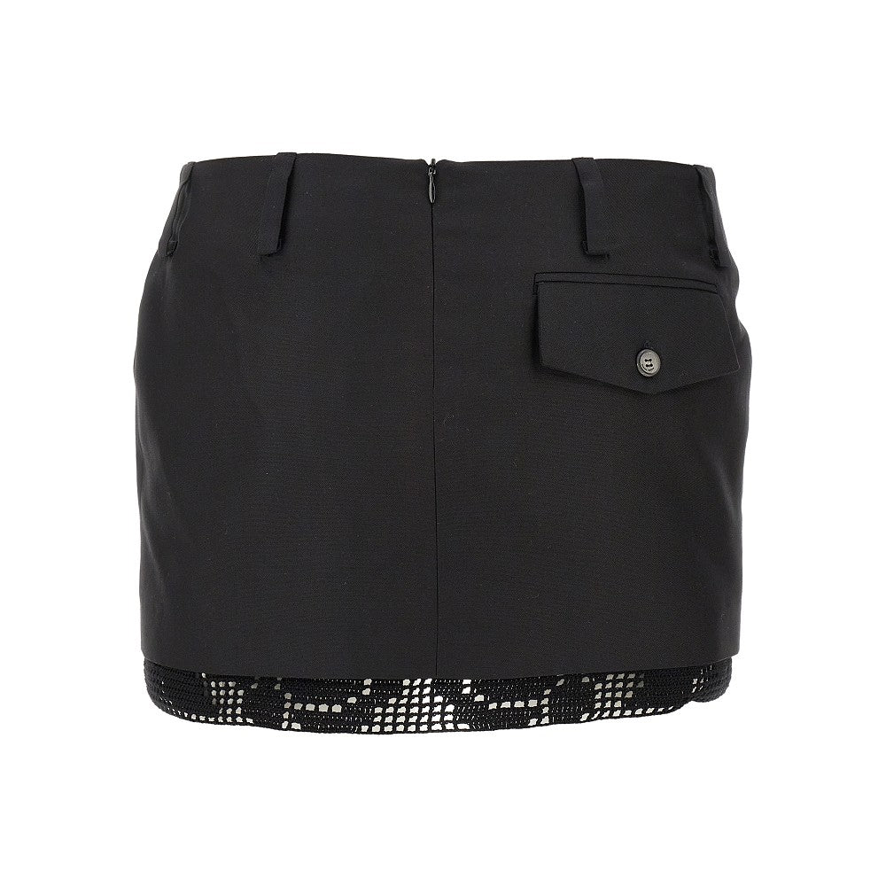 Mini skirt with crochet lace trim