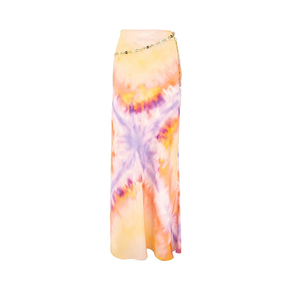 Gonna lunga in satin tie-dye