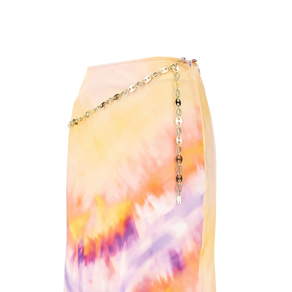 Gonna lunga in satin tie-dye