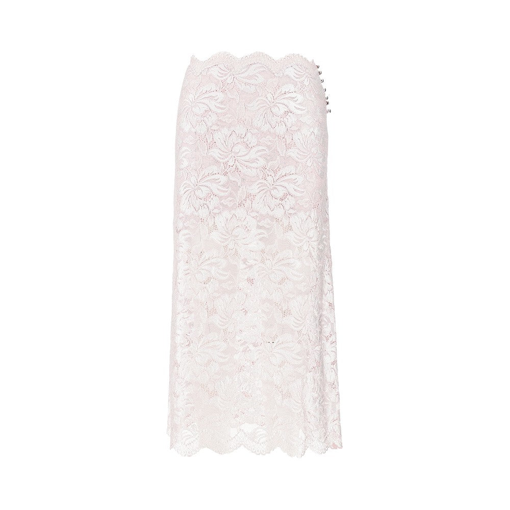 Mettalized lace midi skirt