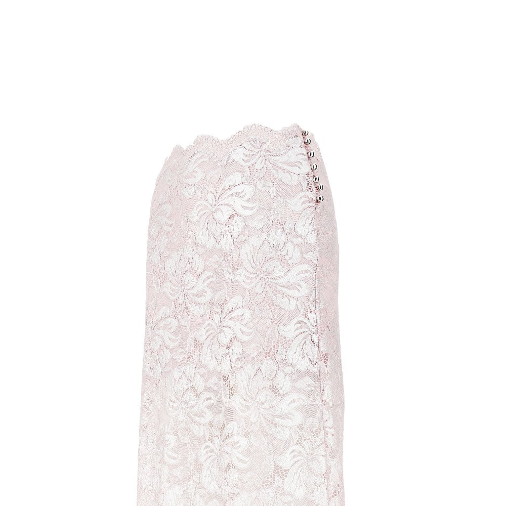 Mettalized lace midi skirt