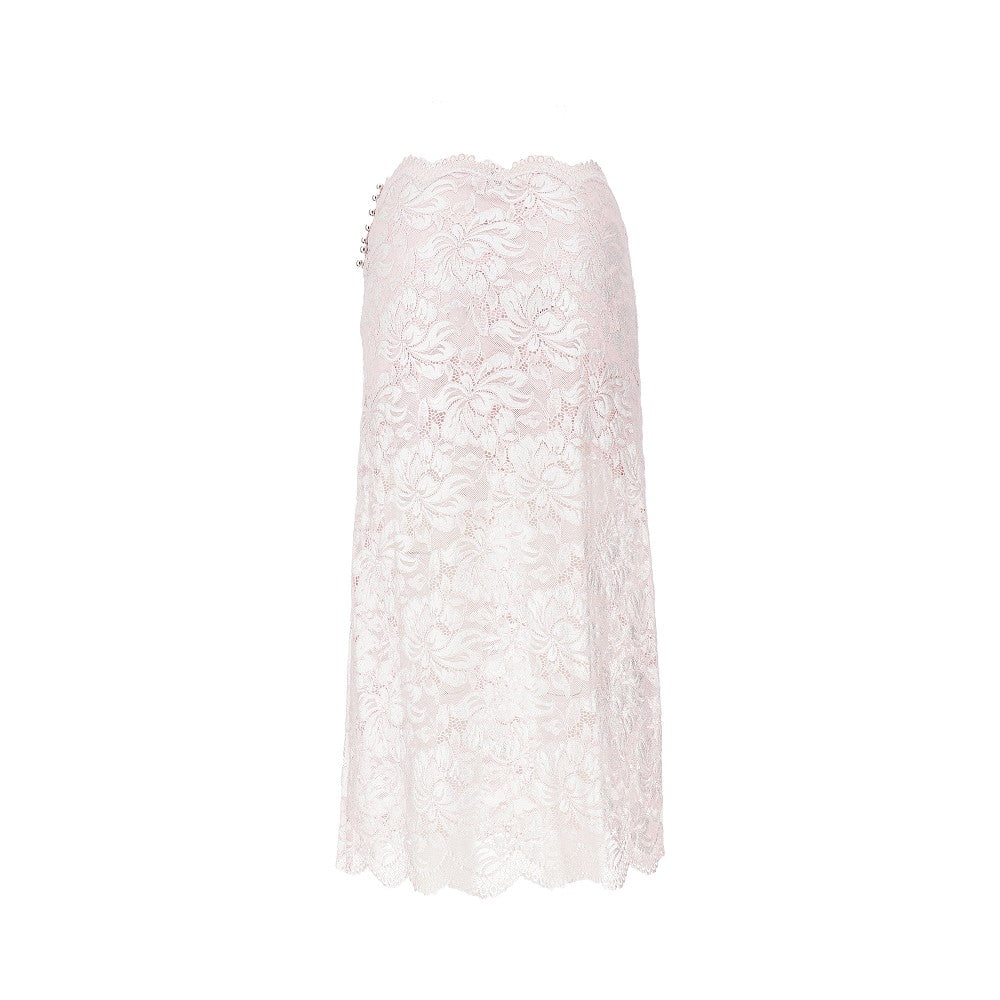 Mettalized lace midi skirt