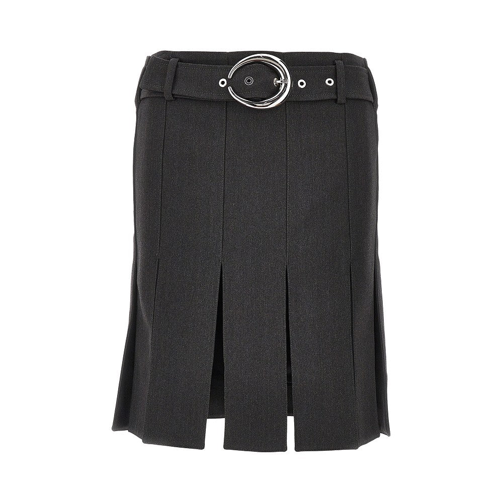Wool skirt with splits and belt