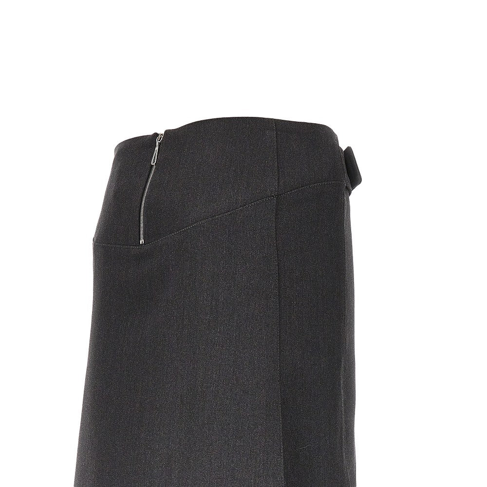 Wool skirt with splits and belt
