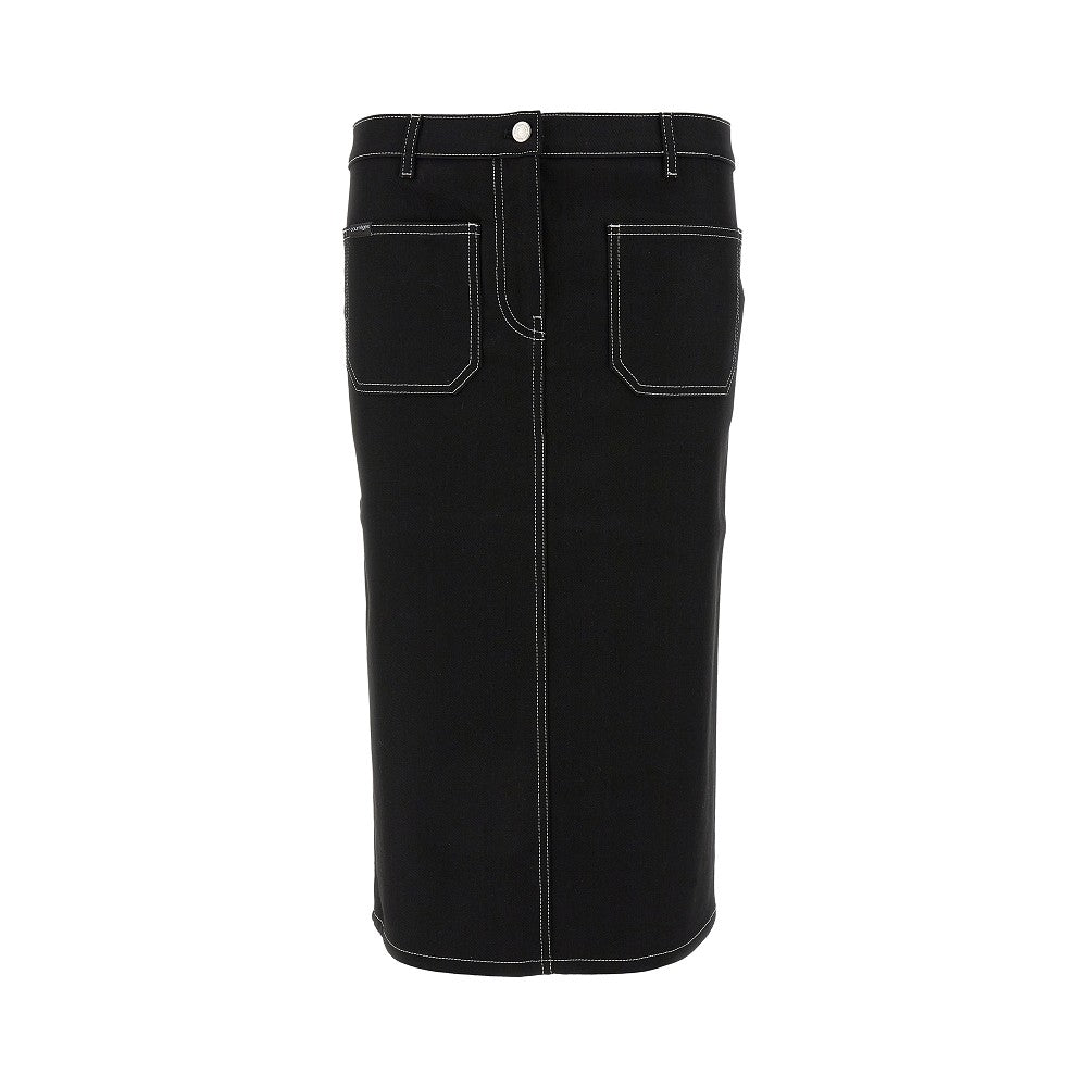 2-Pocket denim knee-length skirt