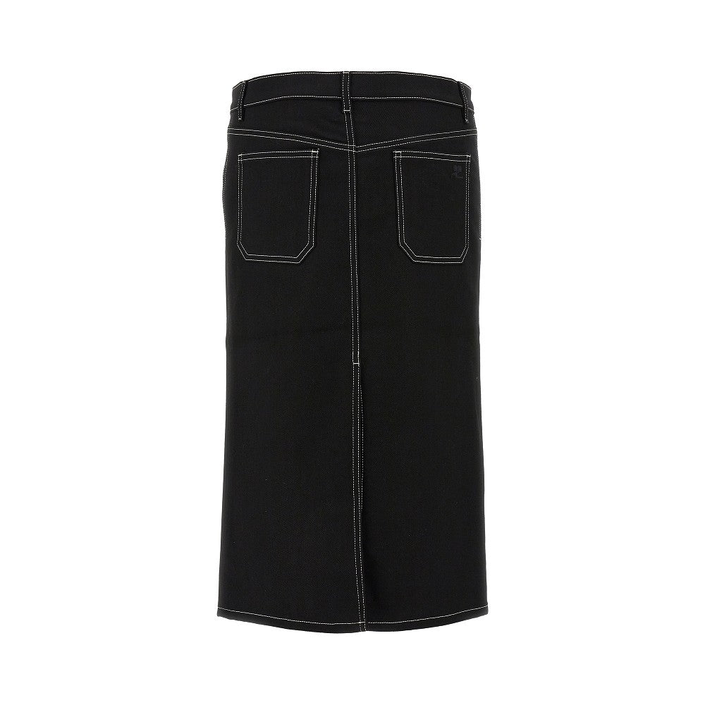 2-Pocket denim knee-length skirt
