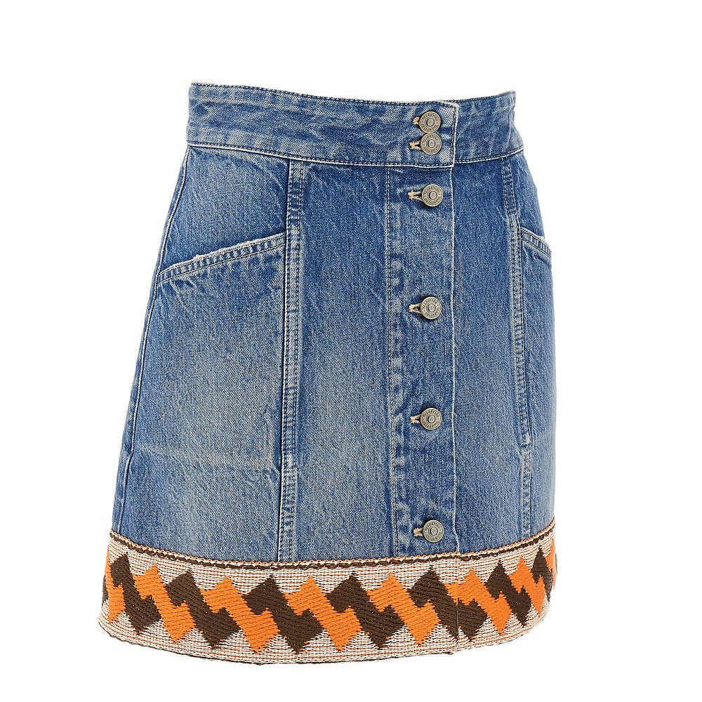 Minigonna in denim con bordo ricamato