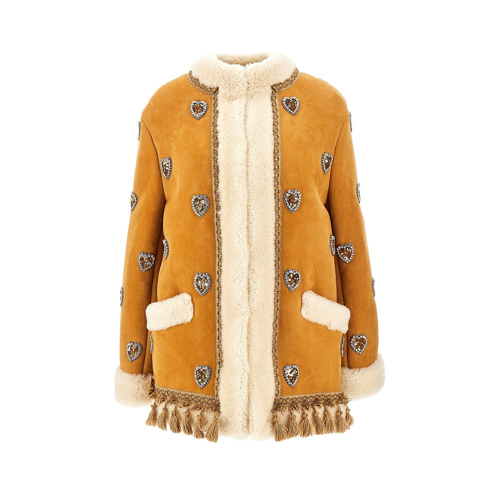 Cappotto in montone ricamato