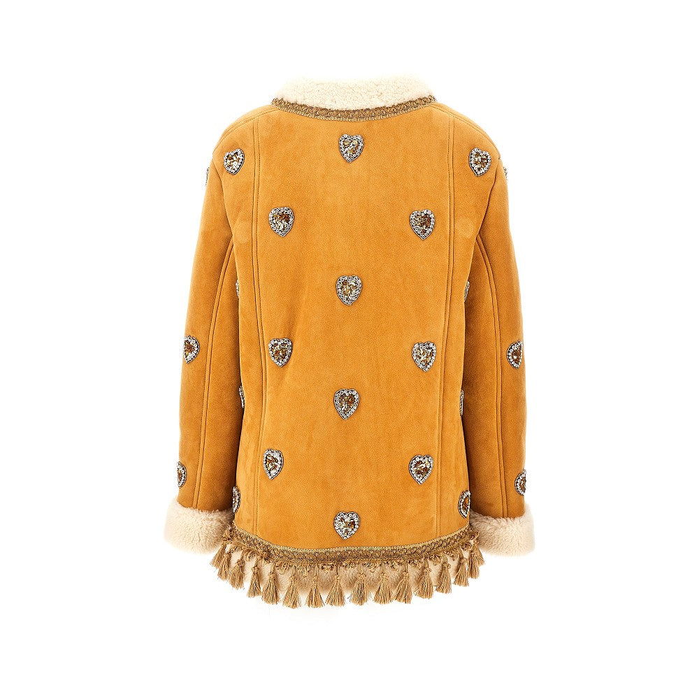 Cappotto in montone ricamato